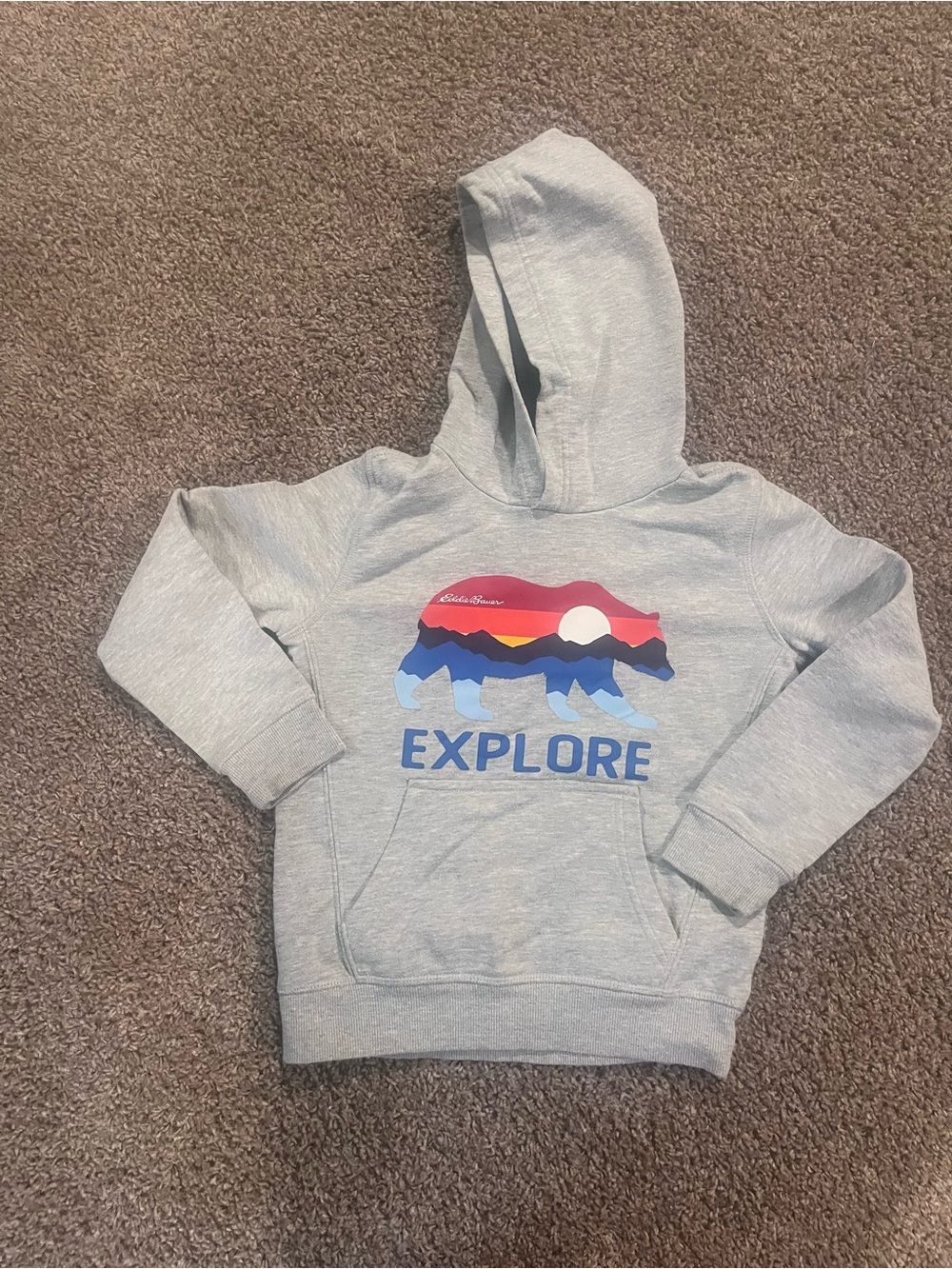 Eddie Bauer Boys Hoodie (Gray/Blue, size XS 5/6)
